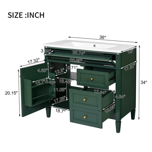 English Elm 36'' Modern Bathroom Vanity With Elegant Sink, 2 Drawers, And Tip-Out Storage For Stylish Spaces N710S136004F