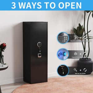 English Elm Gun Safe Biometric Steel Cabinet for Rifles Pistols with Keypad and Quick Access W1831P246169