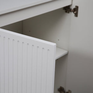 English Elm White Modern Fluted Sideboard Buffet with Adjustable Shelves, Art Deco MDF Credenza Console, Spacious Storage Elegance W1321P171784