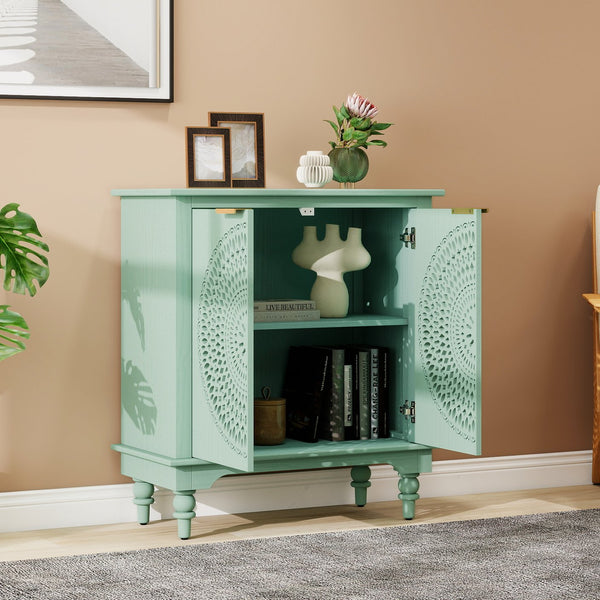 English Elm American Hollow Carved Ash Veneer Two Door Sideboard Cabinet for Living Room Storage W688P265010