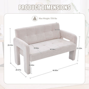 English Elm Nordic Ergonomic Double Armchair Upholstered Chenille Sofa 2-Seater Compact Lounge Chair 550LB Capacity Beige W395P380531