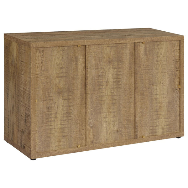 English Elm Pamplona Mango Brown 3-Door Industrial Accent Cabinet With Adjustable Shelves For Modern Storage Solutions B062P299946-GIGA