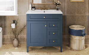 English Elm 30'' Modern Bathroom Vanity With Ceramic Sink, Stylish Storage, 2 Drawers & Tip-Out For Organization N710P250194C