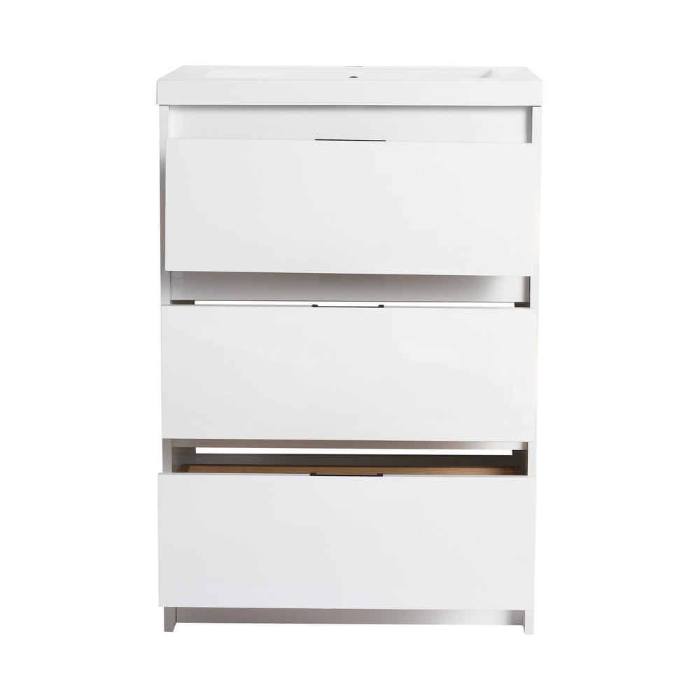 English Elm 48" Modern Freestanding Bathroom Vanity Set With Resin Sink, Soft-Close Drawers & Storage Cabinets W999S00435