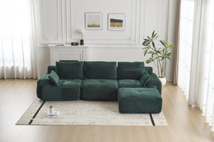 English Elm Modern Memory Foam Compressed Sofa — Pet-Friendly Corduroy Modular Sectional, Cloud-Like Comfort, No Assembly Green W3723S00012