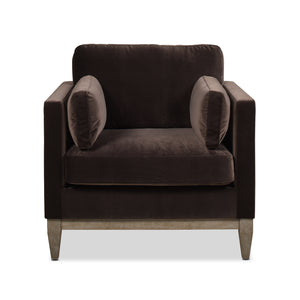 English Elm Jennifer Taylor Home - Knox 36" Modern Farmhouse Arm Chair - Luxurious Deep Brown Velvet For Stylish Comfort & Durability B2719P238326