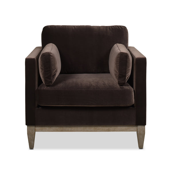 English Elm Jennifer Taylor Home - Knox 36" Modern Farmhouse Arm Chair - Luxurious Deep Brown Velvet For Stylish Comfort & Durability B2719P238326