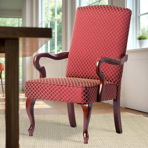 English Elm DeLaney Hardwood Gooseneck Arm Chair with Jacquard Diamond Fabric, High Back Comfort & Durable Build Red B050P229956