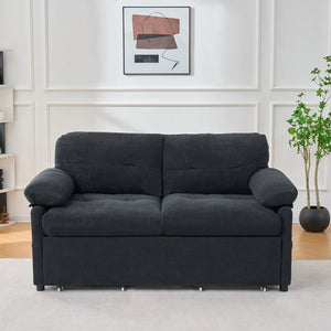 English Elm (old: W3163p269700) Convertible Chenille Sleeper Loveseat with Queen Pullout and Rolling Casters Black W3163S00100
