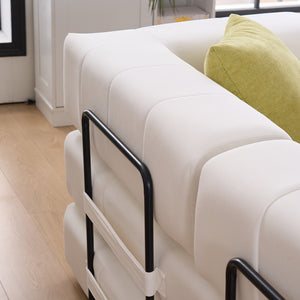 English Elm Folding Sofa Bed with Corduroy Cover, 78.5" Convertible Futon Couch, No-Assembly Foam Spring Mattress, Compact Sleeper for Living Room Beige W2915P276679