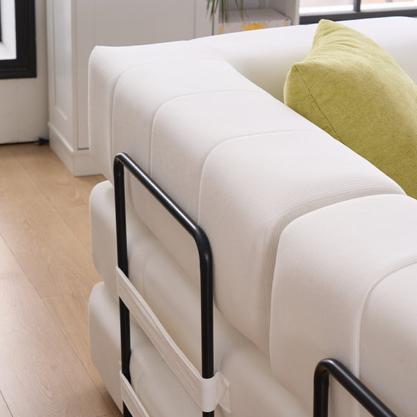 English Elm Folding Sofa Bed with Corduroy Cover, 78.5" Convertible Futon Couch, No-Assembly Foam Spring Mattress, Compact Sleeper for Living Room Beige W2915P276679