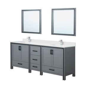 English Elm Dark Grey Double Bath Vanity 84" W x 22" D with Cultured Marble Top, Chrome Faucet & 34" Mirrors, Durable Surface B2731S01148