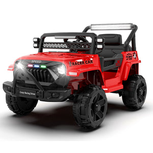 English Elm 12v Kids Electric Ride on Truck with Parental Remote Four Wheel Suspension and Led Lights Red W1578P187461