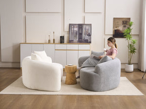 English Elm LY-042 Zen-Inspired S-Curved Dual-Depth Loveseat with Chenille Upholstery, Ready-to-Use Comfort Light Gray W2231P329726