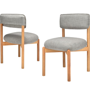 English Elm Modern Linen Upholstered Dining Chair Set Solid Wood Cross Base Removable Back Khaki T3623P466006