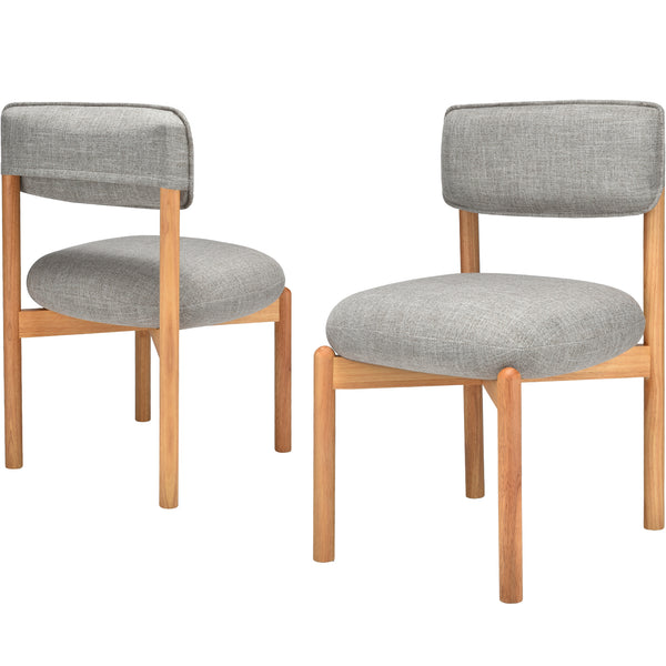 English Elm Modern Linen Upholstered Dining Chair Set Solid Wood Cross Base Removable Back Khaki T3623P466006