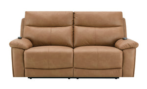 English Elm Chavis Brown Faux Leather Power Motion Loveseat with USB, Dual Motors, Power Headrest & Lumbar B2726P406283