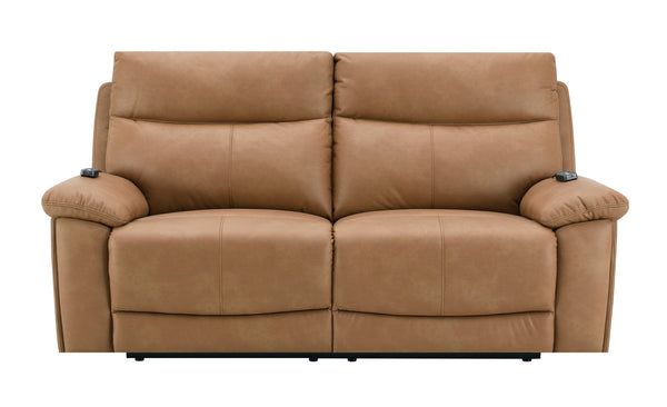 English Elm Chavis Brown Faux Leather Power Motion Loveseat with USB, Dual Motors, Power Headrest & Lumbar B2726P406283