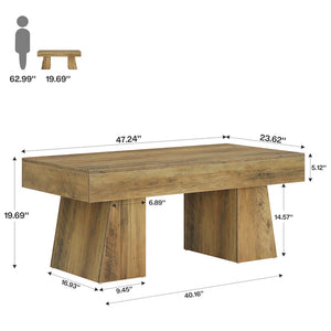English Elm Wooden Rustic Mdf Coffee Table Open Base Rectangular Design for Living Room Decor T3971P449559