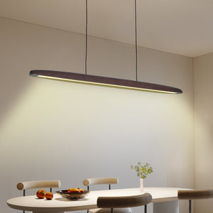 English Elm 51-inch Walnut Wood Linear Led Pendant Tunable Warm Light for Dining or Kitchen W1340P264187