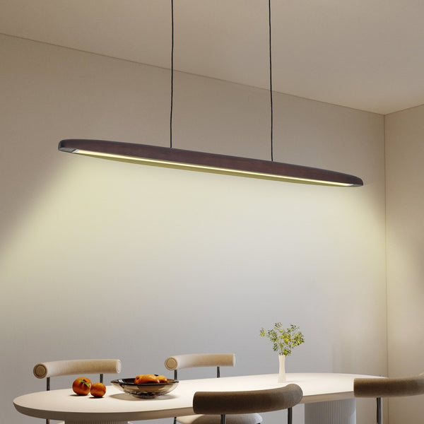 English Elm 51-inch Walnut Wood Linear Led Pendant Tunable Warm Light for Dining or Kitchen W1340P264187