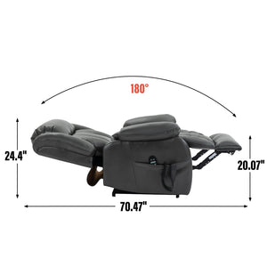 English Elm Dual Motor Power Lift Recliner with Massage Heat and 180 Degree Brown Lounge Chair W1803S00065