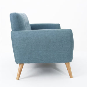 English Elm 67.25" Button Tufted Mid-century Loveseat with Rubberwood Legs for Compact Living Spaces Blue N771P371392U