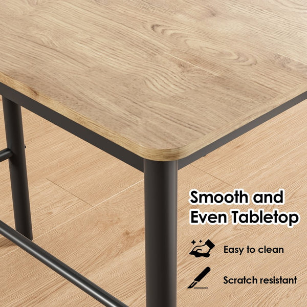 English Elm 47 Inch Counter Height Bar Table - Modern Rectangular Dining Table With Sturdy Metal Legs, Brown Finish T3623P381055