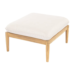 English Elm Terassi Solid Acacia Outdoor Ottoman with Padded Beige Cushion for Patio Seating N775P372830T