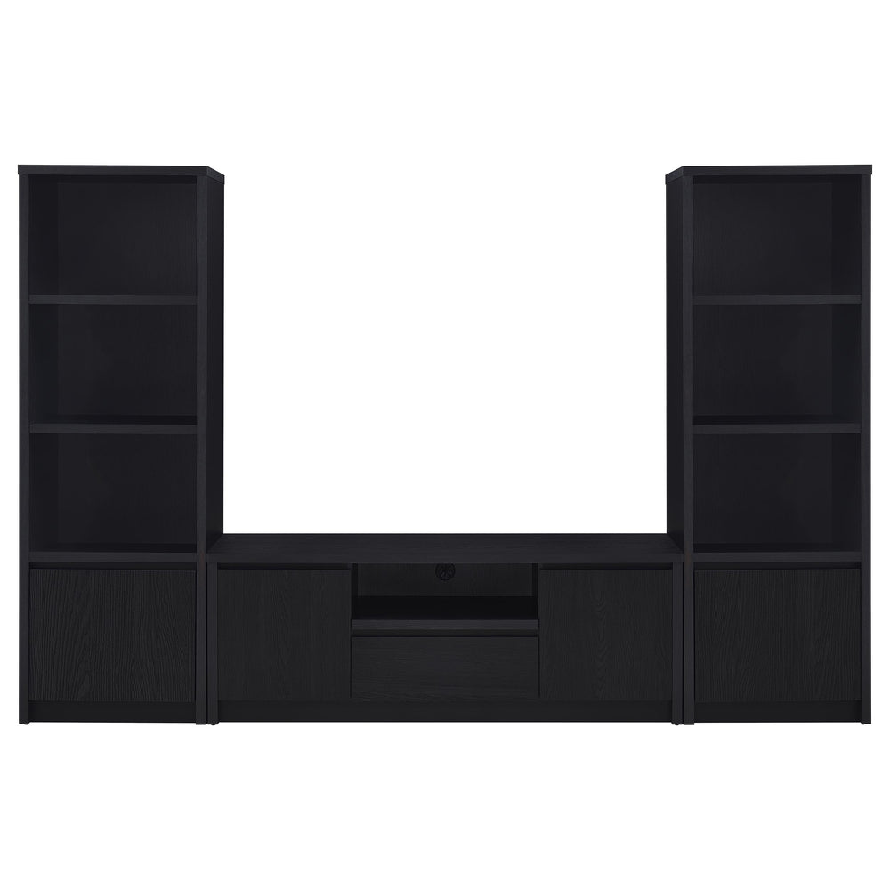 English Elm Sloat Matte Black Modular Entertainment Center with Media Towers and Open Shelving B062S01706