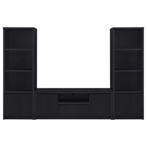 English Elm Sloat Matte Black Modular Entertainment Center with Media Towers and Open Shelving B062S01706