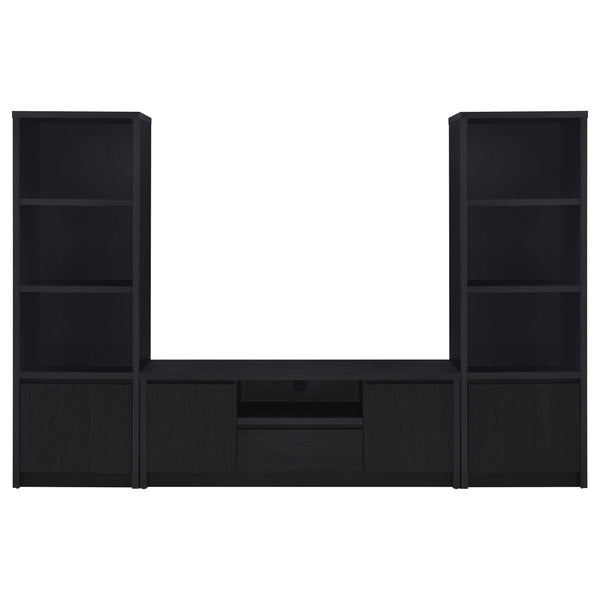 English Elm Sloat Matte Black Modular Entertainment Center with Media Towers and Open Shelving B062S01706