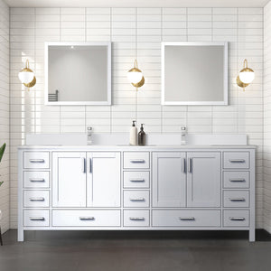 English Elm White Double Bath Vanity 84 in W x 22 in D with White Quartz Top, Solid Wood, Soft-Close Drawers and Ample Storage B2731P258968