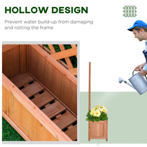 English Elm Outsunny Wooden Raised Garden Bed With Trellis, 46" Planter Box For Vegetables, Herbs & Flowers W2225P217232-GIGA