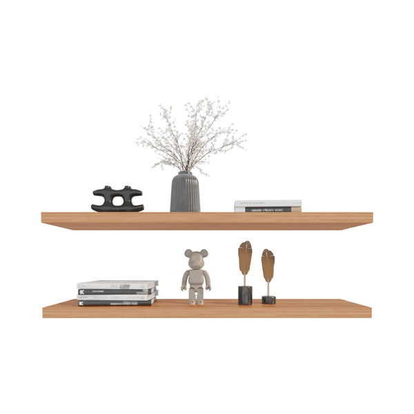 English Elm Floating Shelves - Minimalist 2-Shelf Design In Versatile Beige Pine Look For Stylish Home Storage B097P250909