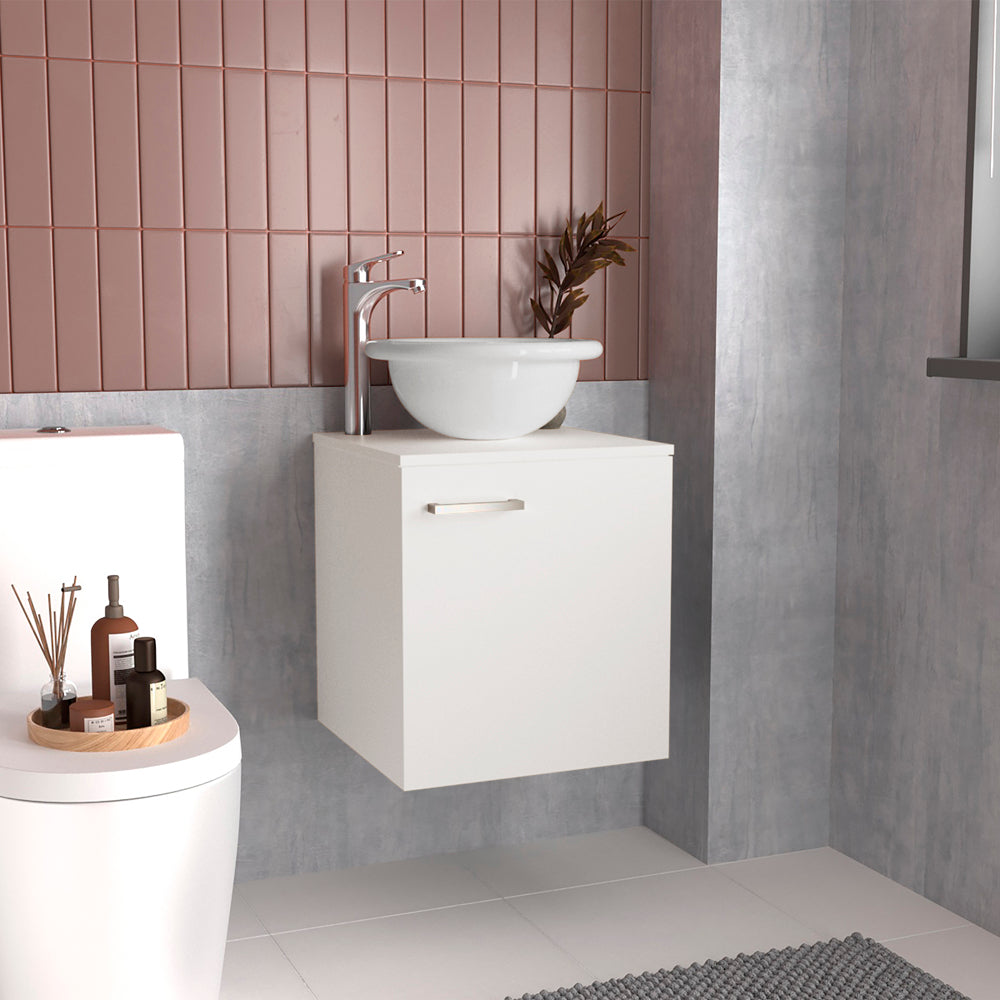 English Elm Colville Floating Wall Mount Vanity Cabinet Matte Finish Modern Bathroom Storage White B092P439900