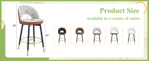 English Elm 360 Swivel Barstools Set of 2 Upholstered Techno Fabric Cushioned Counter Seats Brown+Black,Light Gray W1151P268923