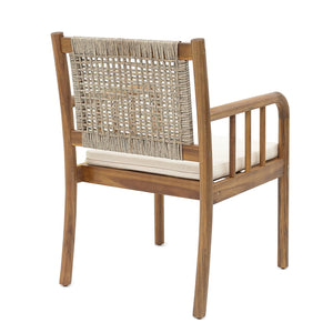 English Elm Christopher Knight Home® - PORTO Outdoor Dining Chair Set of 2 – Cream Cushions, Acacia Wood & PE Rattan, Water‑Repellent Comfort N776P346165L