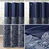 Madison Park Aubrey Traditional Jacquard Shower Curtain MP70-6459 Navy