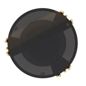 English Elm Modern Round Mirrored Glass End Table with Gold Metal Frame and Lower Display Shelf Black N735P380092B