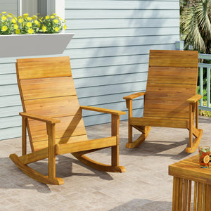 Christopher Knight Home® - Noble House - Axson Outdoor Acacia Wood Adirondack Rocking Chair (Set Of 2)