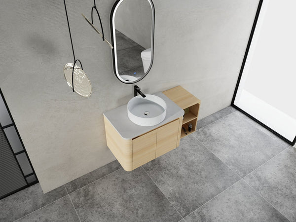 English Elm 42'' Modern Wall-Mounted Bathroom Vanity With Soft-Close Doors, Ceramic Sink & Ample Storage Solutions W999S00473