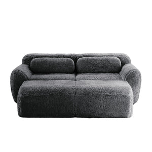 English Elm 80''soft Plush Modular Sectional Sofa with Chaise Deep Seat High Density Foam Living Room Dark Grey W714S01548