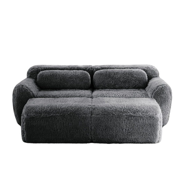 English Elm 80''soft Plush Modular Sectional Sofa with Chaise Deep Seat High Density Foam Living Room Dark Grey W714S01548