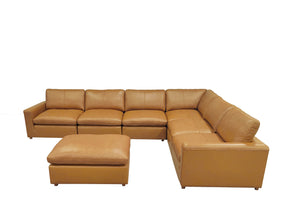 English Elm Leather Match Modular Sectional Sofa with Top Grain Upholstery for Open Living Rooms Ginger B2748S00165