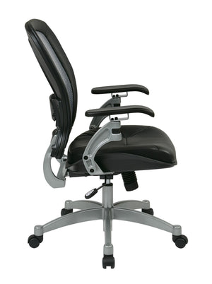 OSP Home Furnishings Professional Airgrid Mesh Back Executive Chair with Leather Seat and Lumbar Support 3680