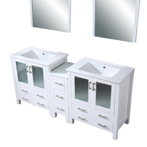 English Elm White Double Bath Vanity 72" With Elegant Ceramic Top, Ample Storage, Soft-Close Hardware & Mirrors B2731S00595-GIGA