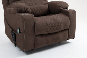 English Elm Lounge Electric Lift Recliner Chair - Oversized Velvet Sofa With 180° Full Recline & Cup Holders W547S00050