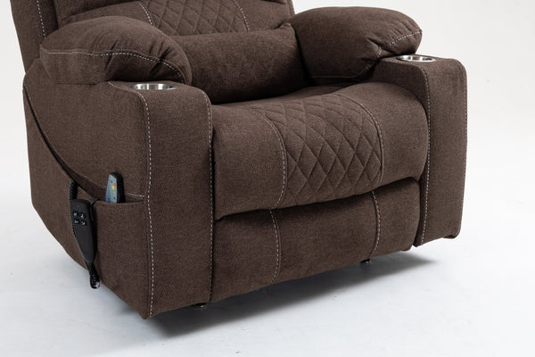 English Elm Lounge Electric Lift Recliner Chair - Oversized Velvet Sofa With 180° Full Recline & Cup Holders W547S00050