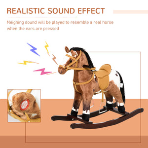 English Elm Qaba Plush Rocking Horse with Metal Frame Interactive Sounds for Kids Playroom W2225P200760
